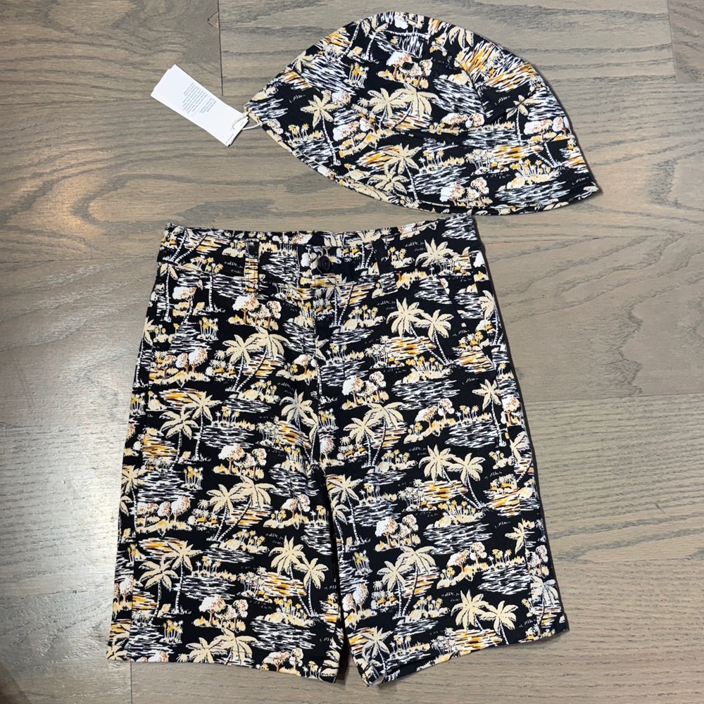 Janie and Jack Tropical Print Shorts and Hat Set